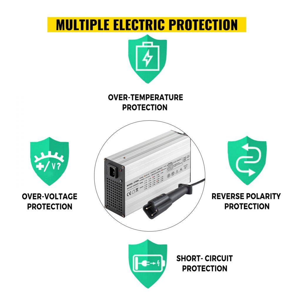 48 Volt 15 Amp Golf Cart Battery Charger with G29 Drive/LED Club Car Battery Charger Aluminum Shell Power Wise for Ez Go Yamaha