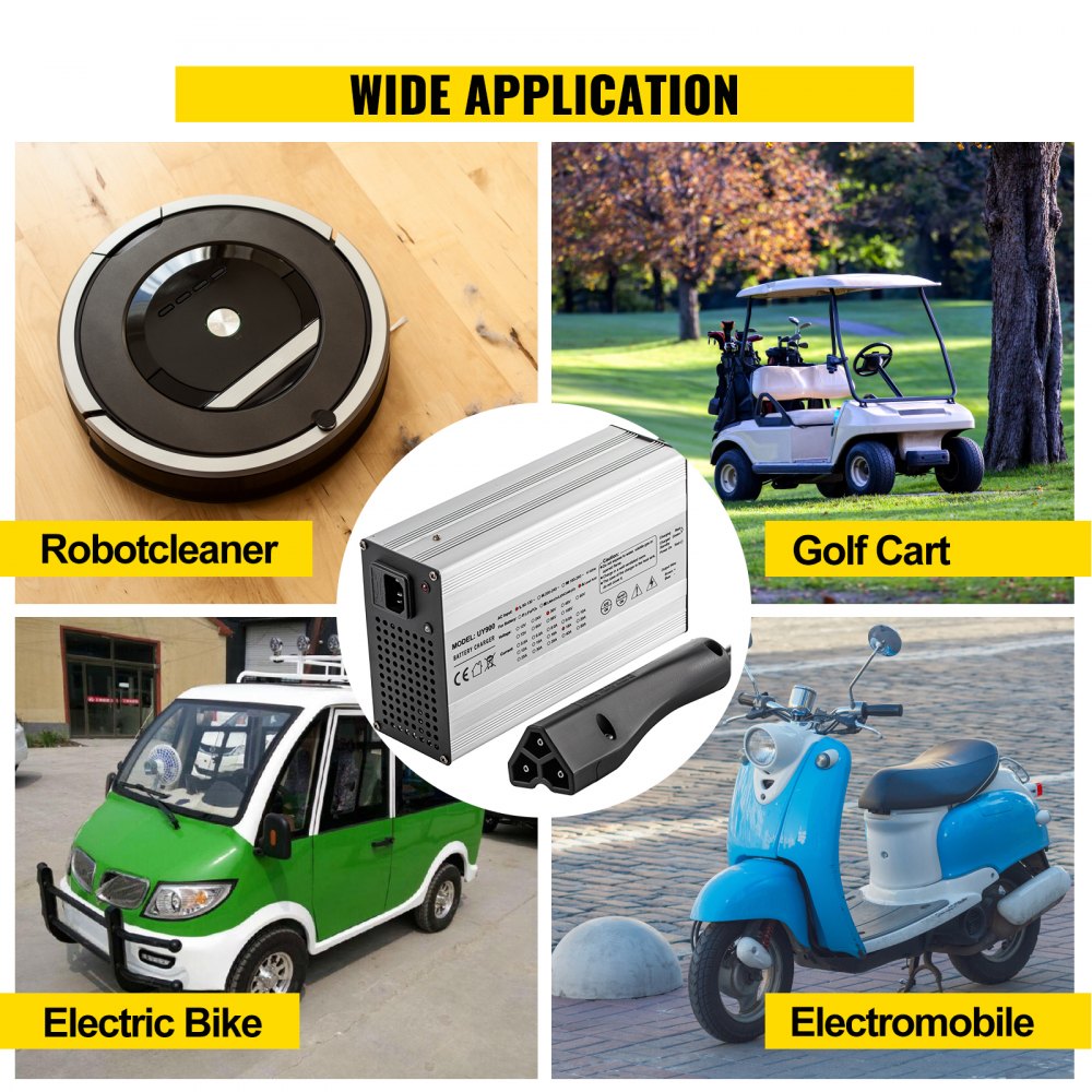 Golf Cart Battery Charger 48V Club Car Charger 15A Golf Cart Electric Charger with RXV Plug/LED Club Car Battery Charger Aluminum Shell Power Wise Golf Cart Battery Charger for Ez Go Yamaha