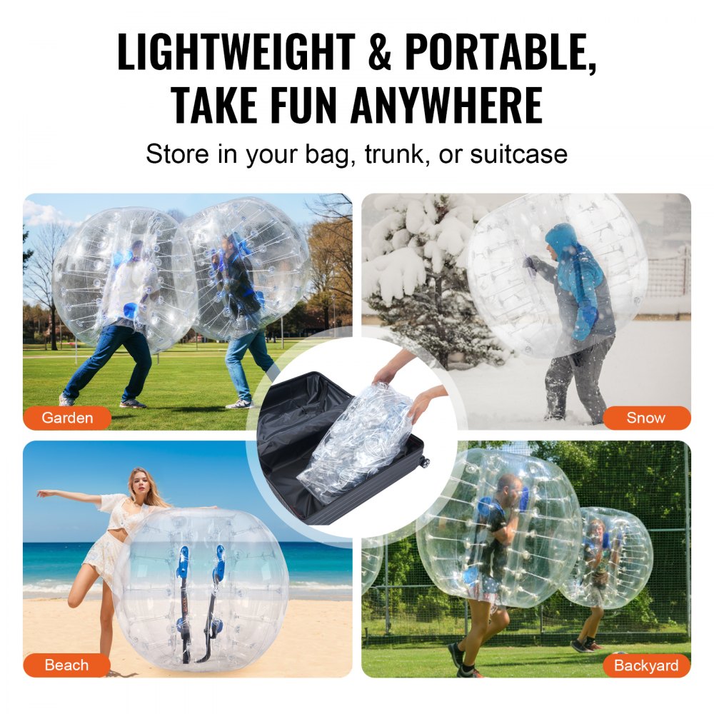 Inflatable Bumper Ball 1-Pack, 4FT/1.2M Body Sumo Zorb Balls for Teen, 0.8mm Thick PVC Human Hamster Bubble Balls for Outdoor Team Gaming Play, Bumper Bopper Toys for Garden, Yard, Park