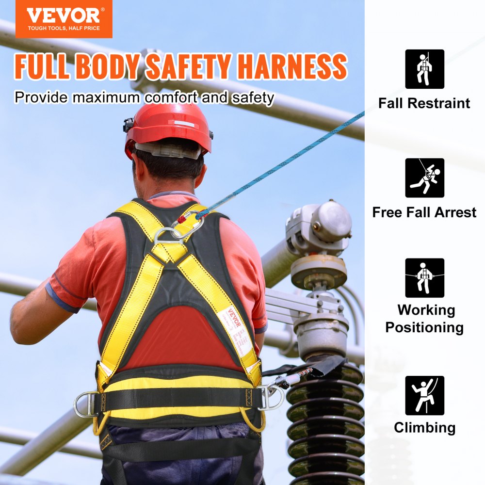 Bostome Full Body Safety Harness in size S with padded straps and three D-ring attachment points.