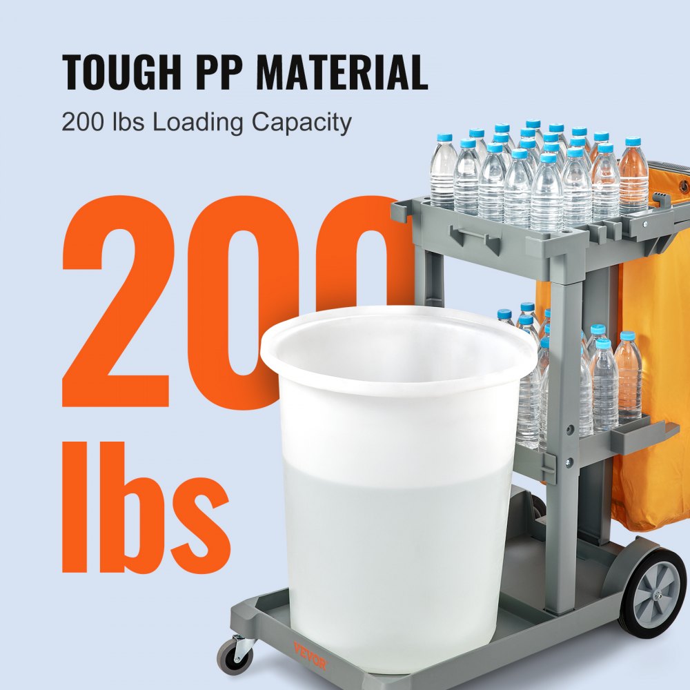 Janitorial Trolley Cleaning Cart with PVC Bag for Housekeeping Office