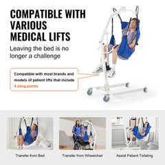 Full Body Patient Lift Sling & Commode Opening Patient Lift Medical Sling,121 x101cm, 400LBS