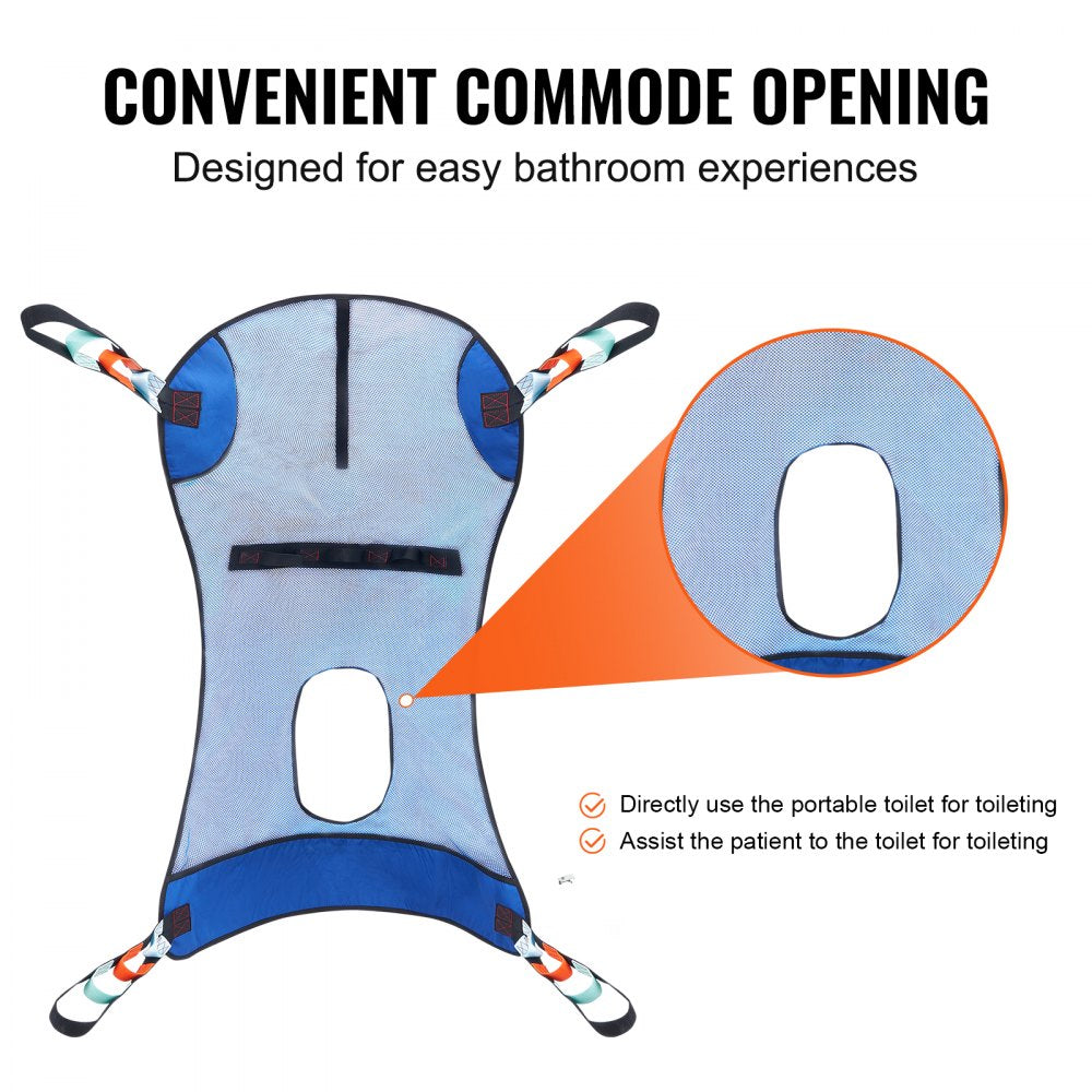 Full Body Patient Lift Sling & Commode Opening Patient Lift Medical Sling,121 x101cm, 400LBS