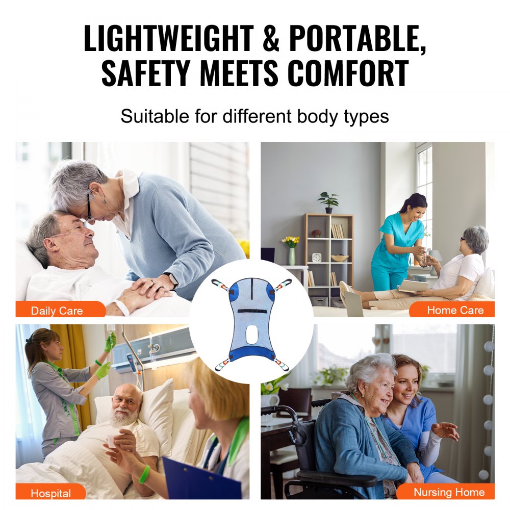 Full Body Patient Lift Sling & Commode Opening Patient Lift Medical Sling,121 x101cm, 400LBS