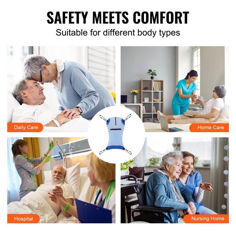 Universal Full Body Patient Lift Sling Medium Transfer Sling 500LB Loads