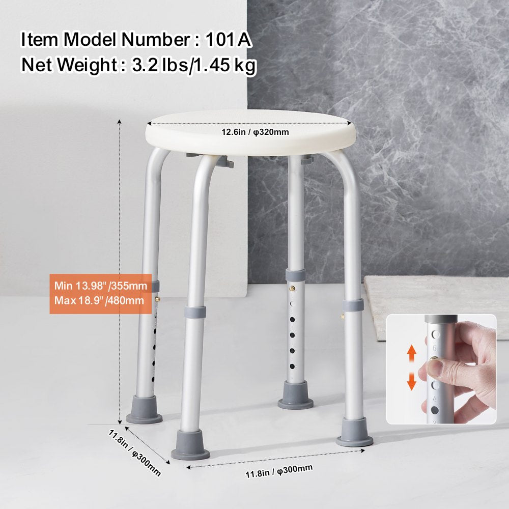 Shower Chair for Inside Shower, Adjustable Height Shower Stool, Non-Slip Bench Bathtub Seat Stool for Elderly Disabled Adults Handicap, 300 lbs Capacity