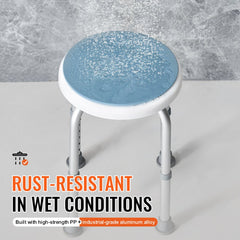 Shower Chair for Inside Shower, 360 Degree Swivel Shower Seat, Adjustable Height Shower Stool, Non-Slip Bench Bathtub Seat Stool for Elderly Disabled Adults Handicap, 300 lbs Capacity
