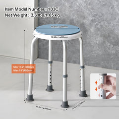 Shower Chair for Inside Shower, 360 Degree Swivel Shower Seat, Adjustable Height Shower Stool, Non-Slip Bench Bathtub Seat Stool for Elderly Disabled Adults Handicap, 300 lbs Capacity
