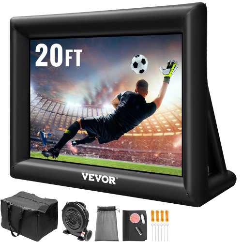 Inflatable Movie Screen 20FT （240inch）Inflatable Projector Screen for outside with 350W Air Blower Inflatable Screen Oxford Fabric Material Blow Up Screen for Outdoor Movie Supports Front/Rear Projection