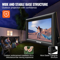 Inflatable Movie Screen 20FT （240inch）Inflatable Projector Screen for outside with 350W Air Blower Inflatable Screen Oxford Fabric Material Blow Up Screen for Outdoor Movie Supports Front/Rear Projection