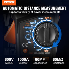 Digital Clamp Meter T-RMS, 6000 Counts, 1000A Clamp Multimeter Tester, Measures Current Voltage Resistance Diodes Continuity Data Retention, NCV for Home Appliance, Railway Industry Maintenance