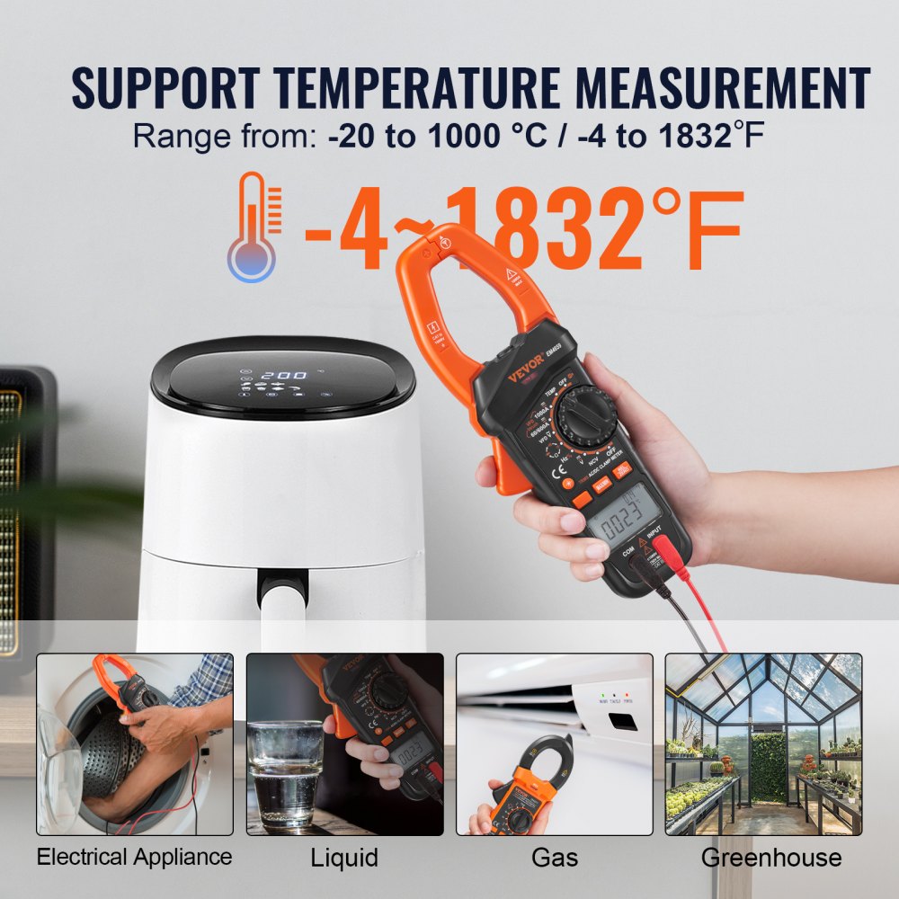 Digital Clamp Meter T-RMS, 6000 Counts, 1000A Clamp Multimeter Tester, Measures Current Voltage Resistance Diodes Continuity Data Retention, NCV for Home Appliance, Railway Industry Maintenance