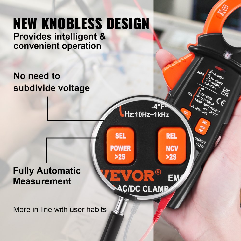 Digital Clamp Meter T-RMS, 6000 Counts, 600A Clamp Multimeter Tester, Measures Current Voltage Resistance Diodes Continuity Data Retention, NCV for Home Appliance, Railway Industry Maintenance