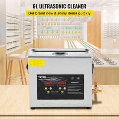 6L Upgraded Ultrasonic Cleaner (400W Heater,180W Ultrasonic) Professional Digital Lab Ultrasonic Parts Cleaner with Heater Timer for Jewelry Glasses Instruments Cleaning