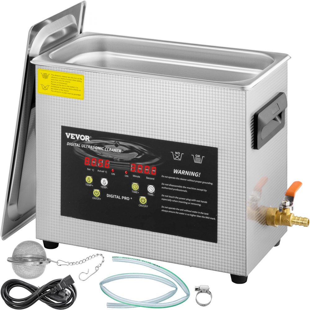 6L Upgraded Ultrasonic Cleaner (400W Heater,180W Ultrasonic) Professional Digital Lab Ultrasonic Parts Cleaner with Heater Timer for Jewelry Glasses Instruments Cleaning