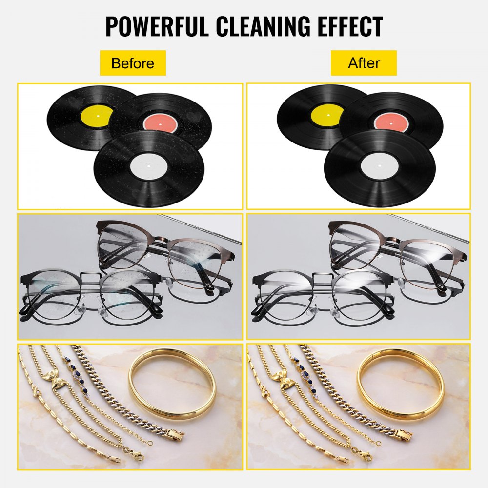 Ultrasonic Cleaner 6L Ultrasonic Vinyl Cleaner 7-12 Inch 8 Records Ultrasonic Vinyl Cleaning Machine 180W Ultrasonic Records Cleaner with Drying Rack for Home Store