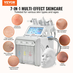 7 in 1 Hydrogen Oxygen Facial Machine, Professional Hydrafacial Machine for Spa, Hydro Facial Cleansing Rejuvenation Machine with 7-inch LCD Screen, 6 Skincare Probes, 7-Color Light Beauty Mask