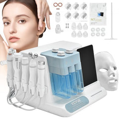 8 in 1 Hydrogen Oxygen Facial Machine, Professional Hydrafacial Machine for Spa, Hydro Facial Cleansing Rejuvenation Machine with 8 in LCD Screen, Microcurrent Probe, Bipolar RF Radiofrequency