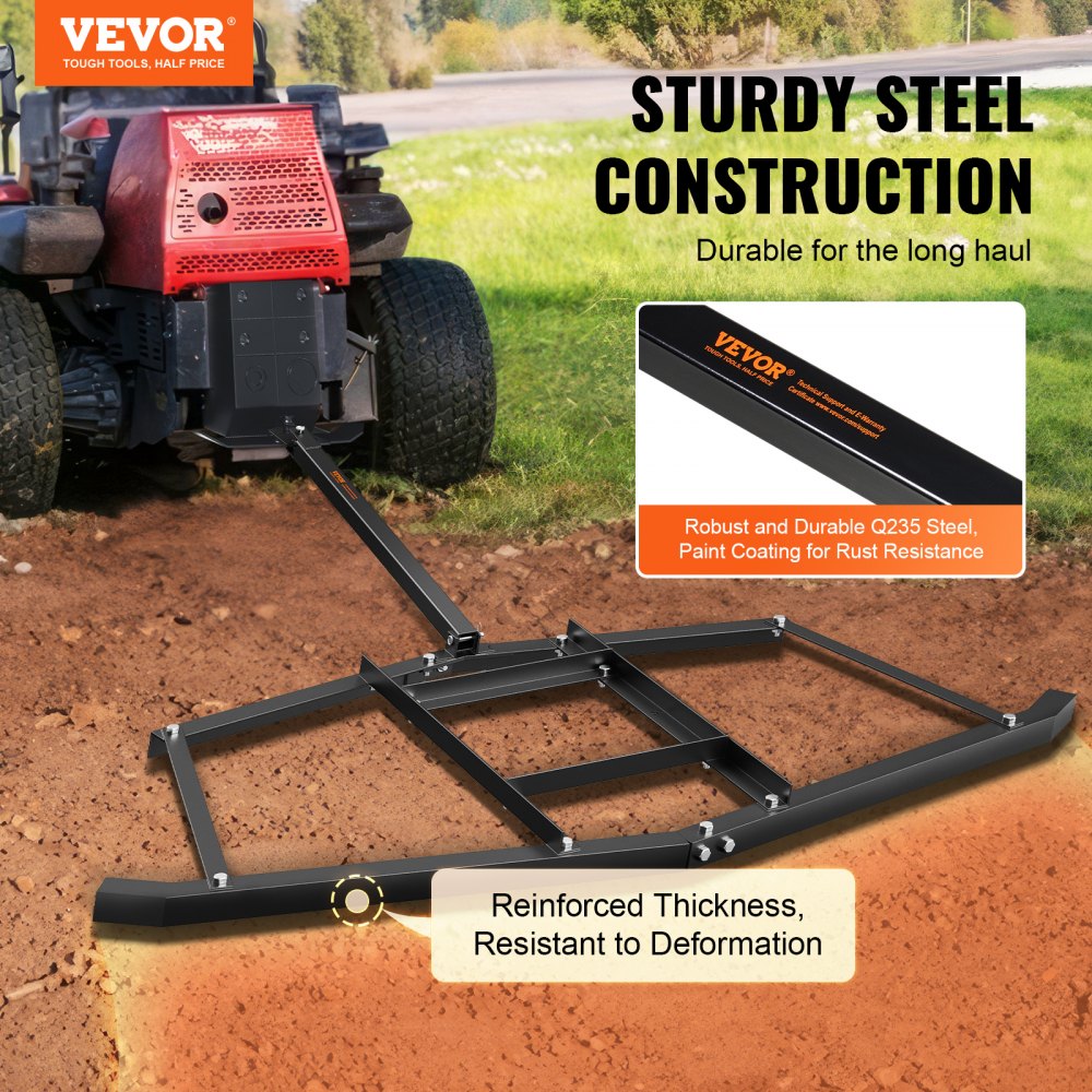 Bostome 66" tow behind driveway drag harrow made of durable Q235 steel for efficient grading.
