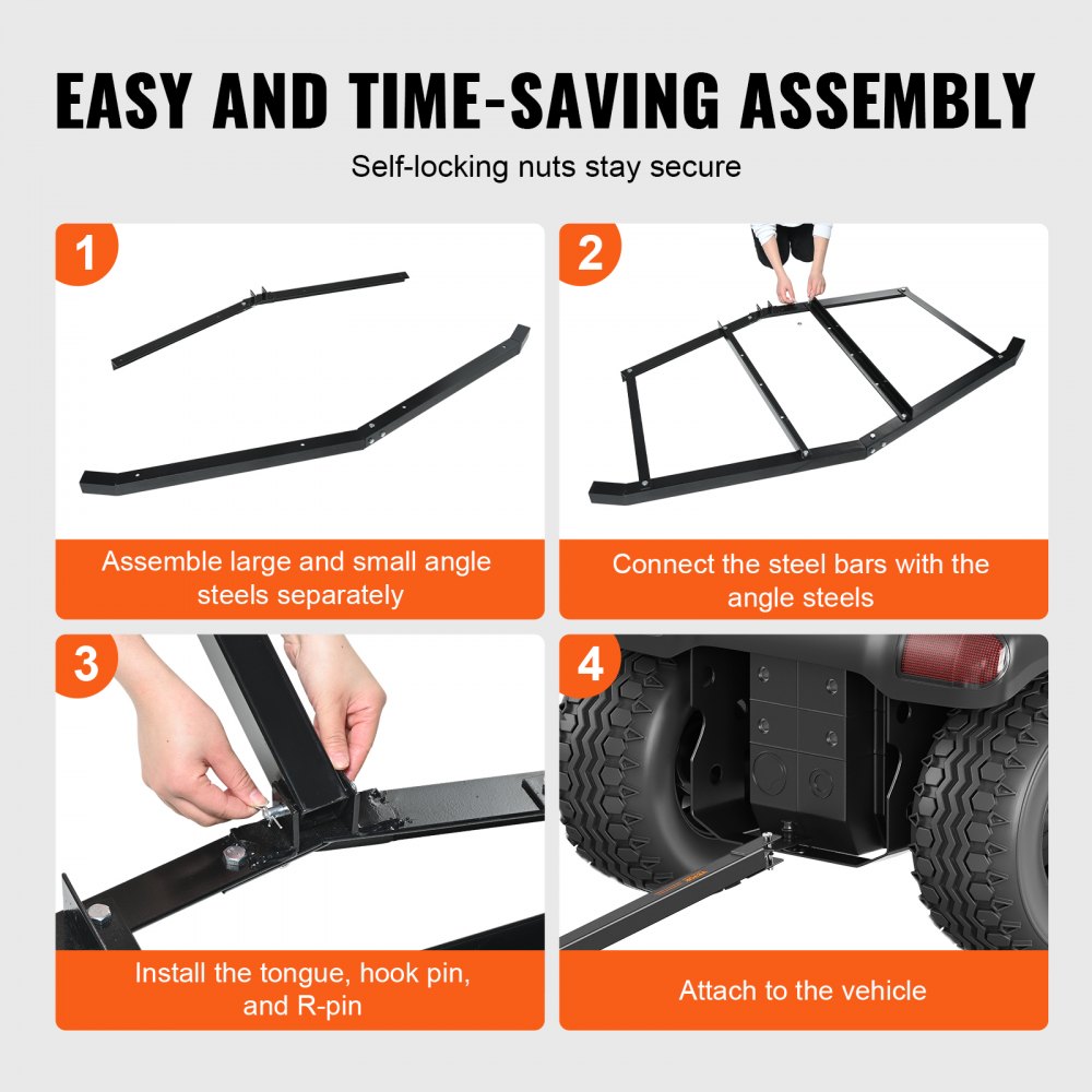 Bostome 66" tow behind driveway drag harrow made of durable Q235 steel for efficient grading.