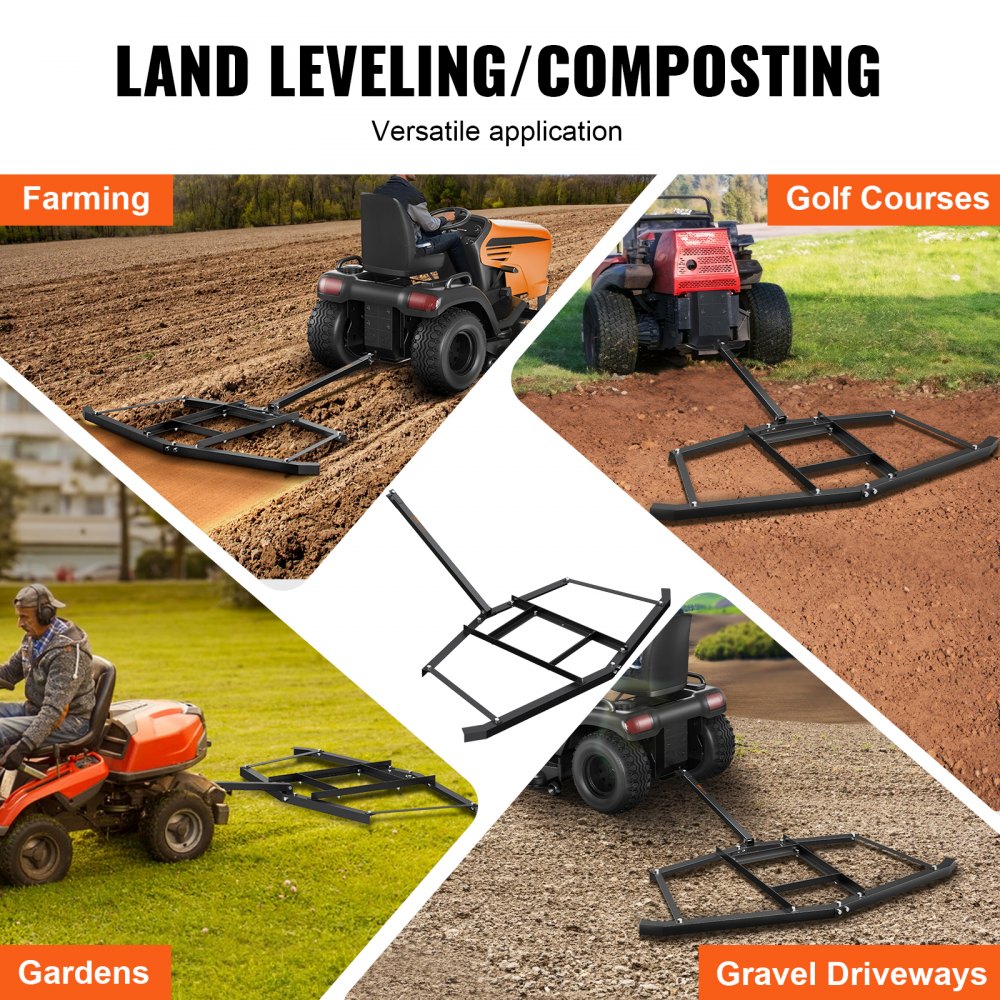 Bostome 66" tow behind driveway drag harrow made of durable Q235 steel for efficient grading.