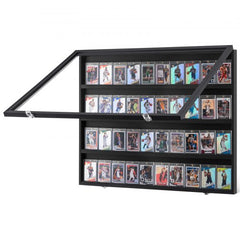 36 Graded Sports Card Display Case, 30.5x24.3x2.1 in, Baseball Card Display Frame with 98% UV Protection Clear View PC Glass, Lockable Wall Cabinet for Football Basketball Hockey Trading Card