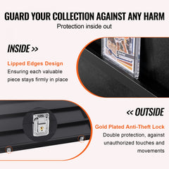 36 Graded Sports Card Display Case, 30.5x24.3x2.1 in, Baseball Card Display Frame with 98% UV Protection Clear View PC Glass, Lockable Wall Cabinet for Football Basketball Hockey Trading Card