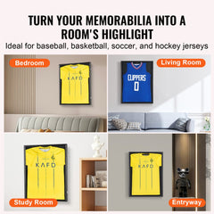 Jersey Display Frame Case, 23.3 x 31.2 x 1.5 in, Large Lockable Sport Jersey Shadow Box with 98% UV Protection PC Glass and Hangers, for Baseball Basketball Football Hockey Shirt and Uniform