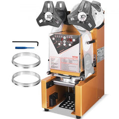 Fully Automatic Cup Sealing Machine, 500-650 Cups/H, Cup Sealer Machine for 190 mm Tall & 90/95 mm Cup, Electric Boba Tea Sealer with Digital Control LCD Panel for Bubble Milk Tea Coffee, Gold