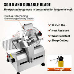 Automatic Meat Slicer, 540W Deli Slicer, 2 PCS 10" Stainless Steel Removable Blade, 0-15mm Adjustable Thickness, Child Lock Protection, Food Slicer Machine for Meat Cheese Bread for Home Use