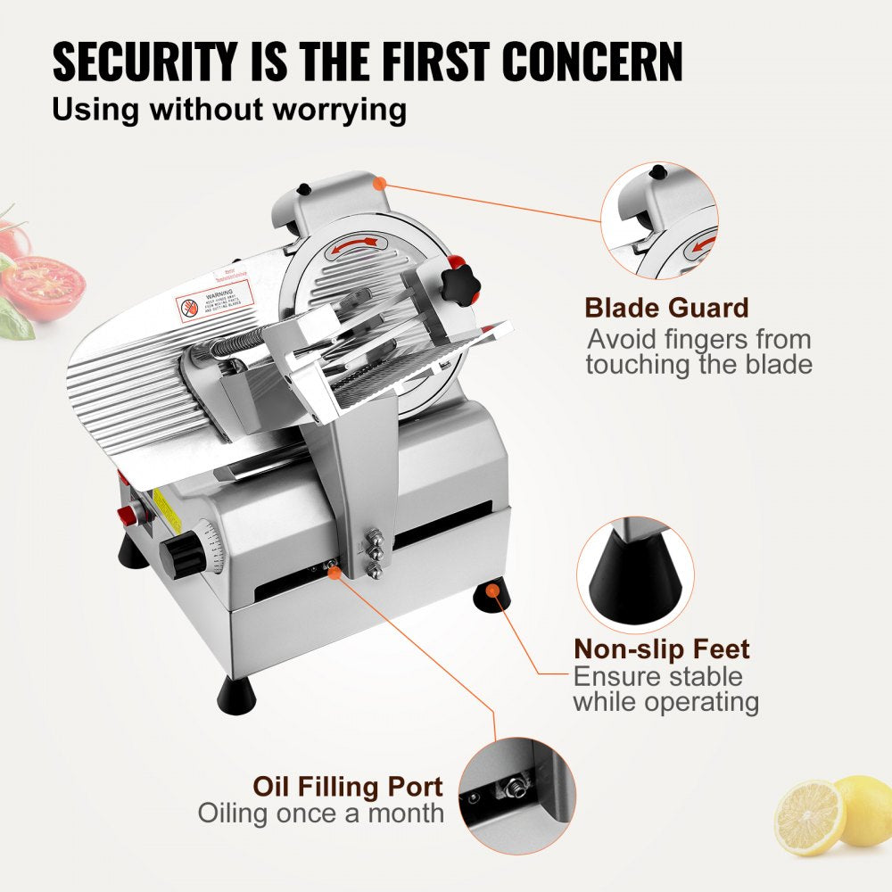 Automatic Meat Slicer, 540W Deli Slicer, 2 PCS 10" Stainless Steel Removable Blade, 0-15mm Adjustable Thickness, Child Lock Protection, Food Slicer Machine for Meat Cheese Bread for Home Use