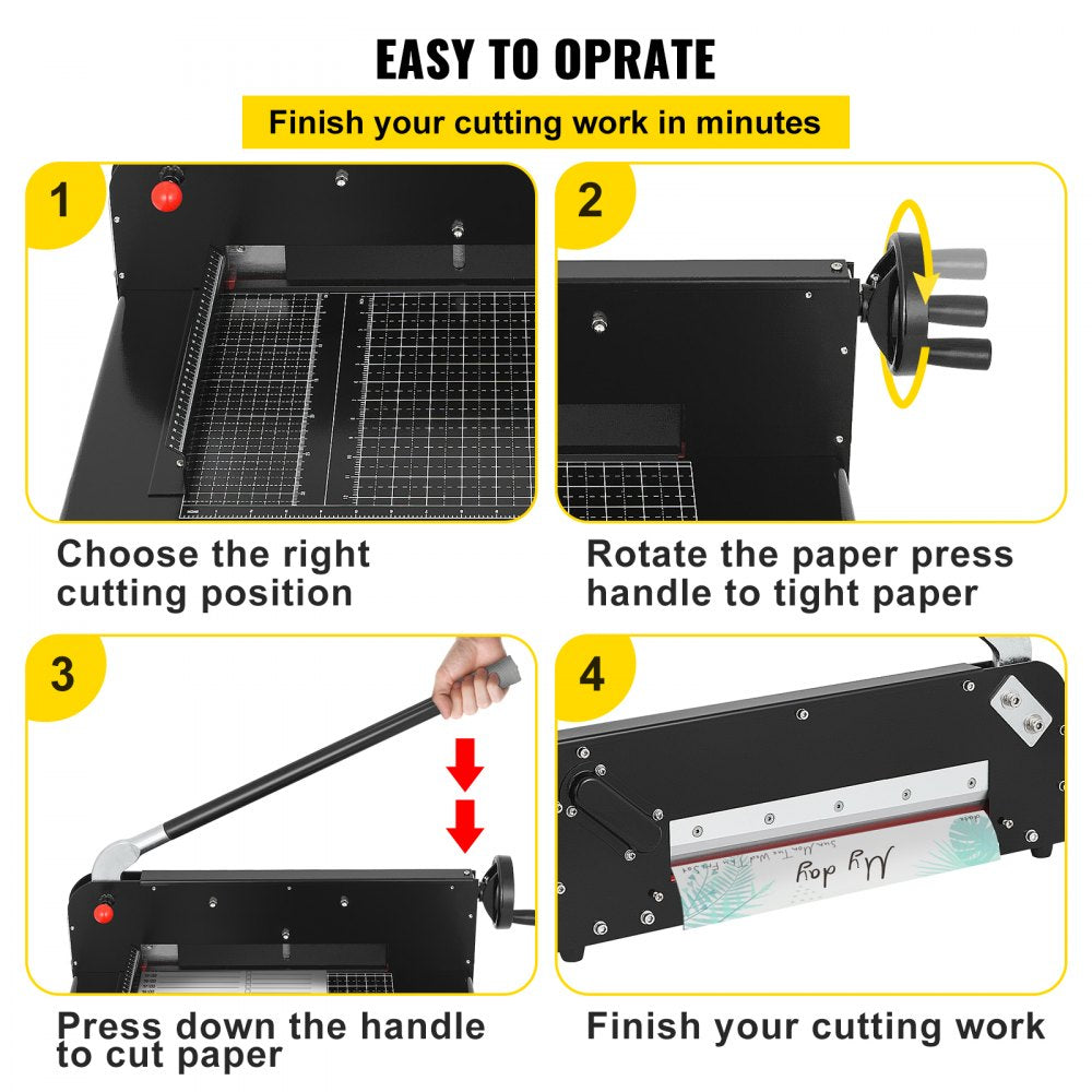 Paper Cutter 12Inch A4 Commercial Heavy Duty Paper Cutter 300 Sheets 45HRC Hardness Stack Cutter Metal Base Desktop Stack Cutter for Home Office (A4)
