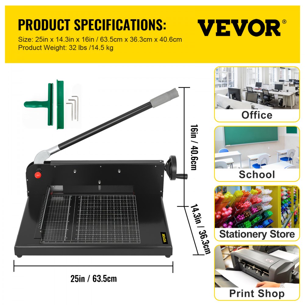 Paper Cutter 12Inch A4 Commercial Heavy Duty Paper Cutter 300 Sheets 45HRC Hardness Stack Cutter Metal Base Desktop Stack Cutter for Home Office (A4)