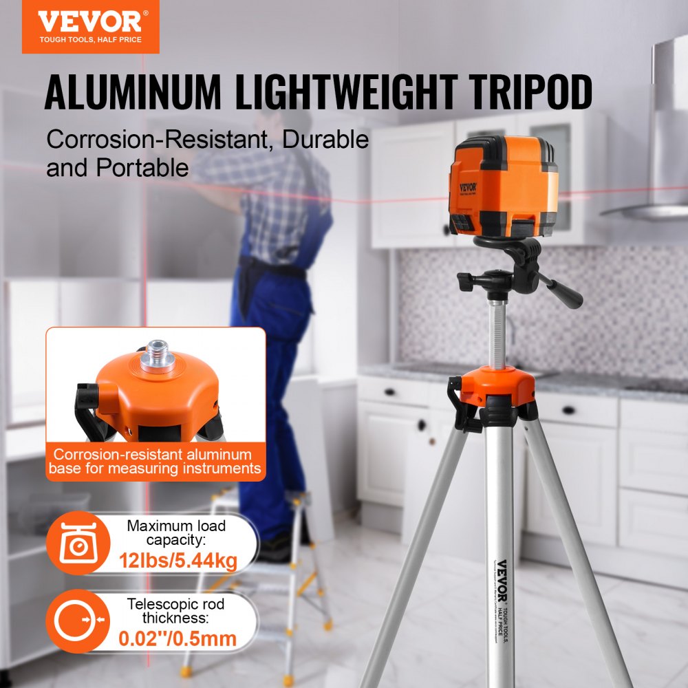 Laser Level Tripod ¼ x 20 Thread 27.36-68.11 inch Height Adjustment