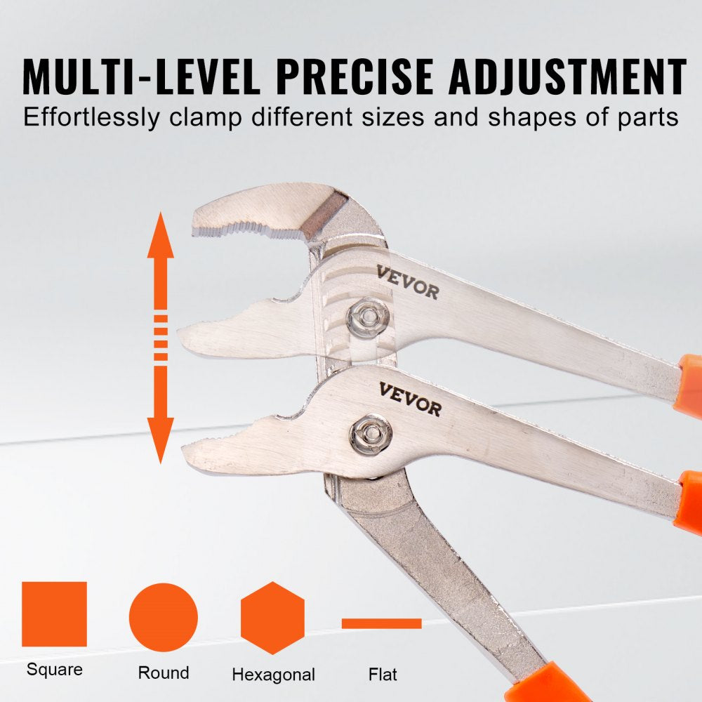 Eight-piece pliers set with high carbon steel construction and ergonomic TPR handles.