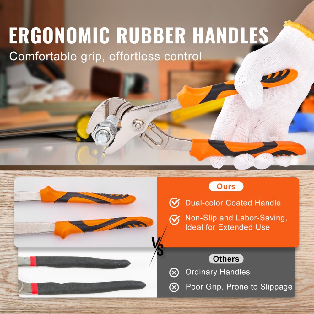 3-Piece Groove Joint Pliers Set, 12/10/8 inch, Heat-Treated High Carbon Steel Water Pump Pliers, Button Quick Adjustable Pliers for Home Repair, Gripping, Nuts, Bolts, Pipes, Fittings