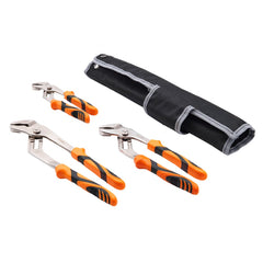 3-Piece Groove Joint Pliers Set, 12/10/8 inch, Heat-Treated High Carbon Steel Water Pump Pliers, Button Quick Adjustable Pliers for Home Repair, Gripping, Nuts, Bolts, Pipes, Fittings