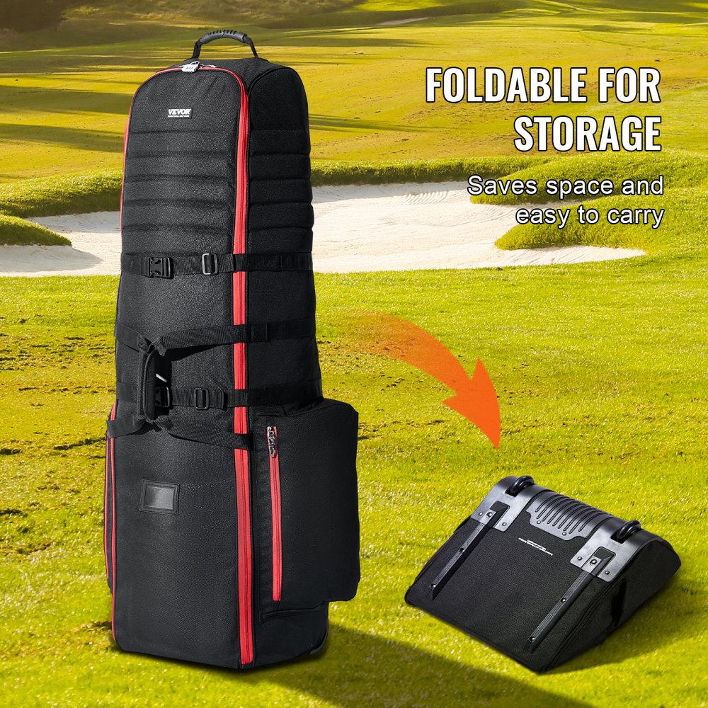 Golf Club Travel Bag Golf Luggage Case Cover with Wheels 1800D Oxford