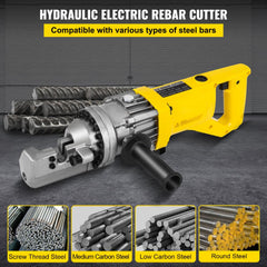 Electric hydraulic rebar cutter with ergonomic handle and high-strength steel blades.