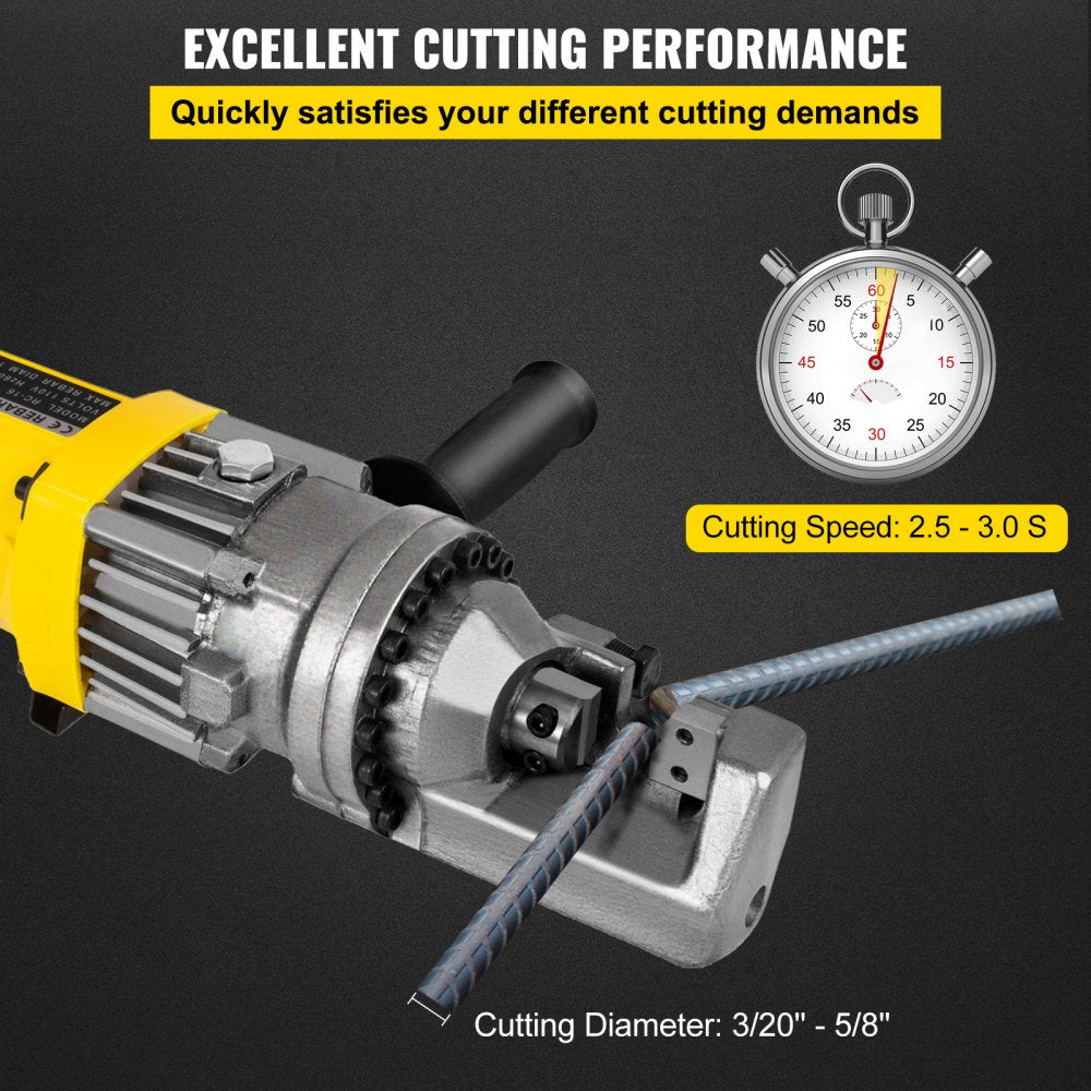 Electric hydraulic rebar cutter with ergonomic handle and high-strength steel blades.