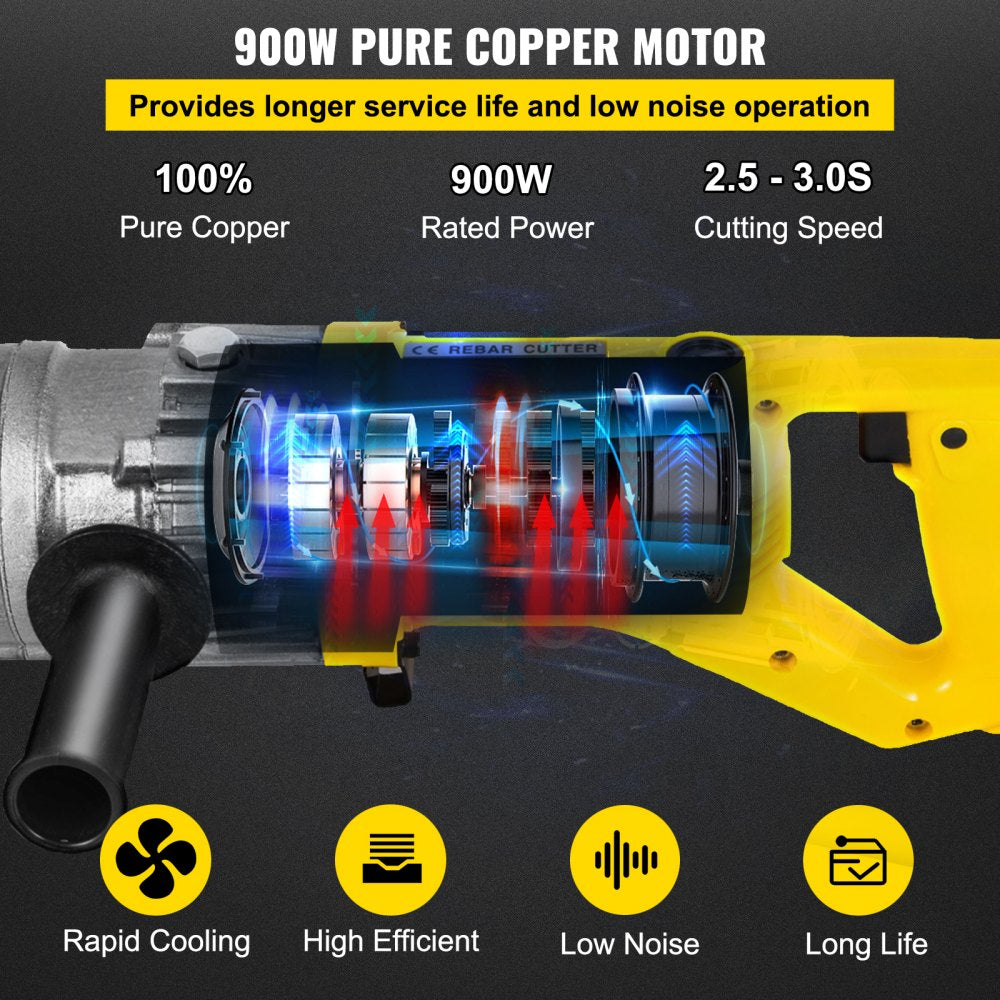 Electric hydraulic rebar cutter with ergonomic handle and high-strength steel blades.