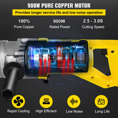 Electric hydraulic rebar cutter with ergonomic handle and high-strength steel blades.