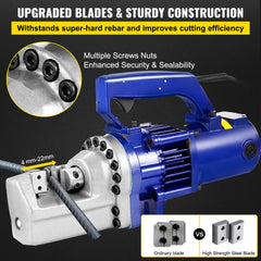 Electric hydraulic rebar cutter with ergonomic handle and high-strength steel blades for precise cuts.