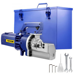 Blue Bostome RC-25 electric hydraulic rebar cutter with 25mm capacity in impact-resistant storage box.