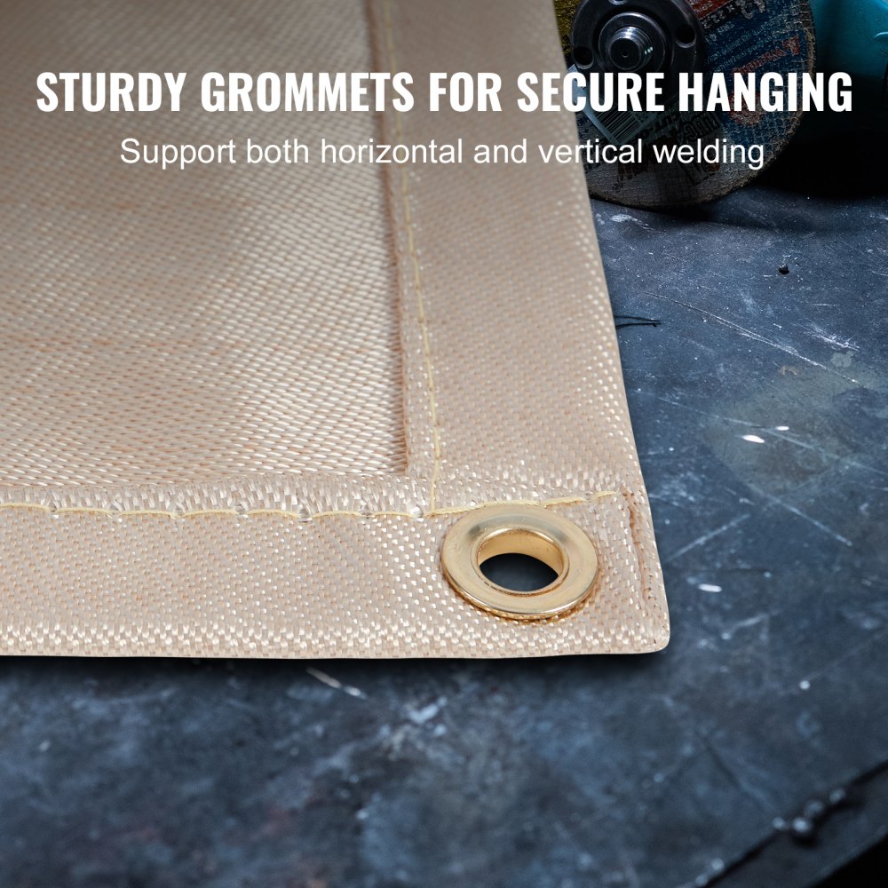 Welding Blanket 2 Packs, 4FT x 6FT Heat Treated Welding Blanket, Up To 998°F Heat Resistant Blanket Set, Heavy-Duty Fiberglass Flame Retardant Insulation Welding Mat Cover with Metal Grommets