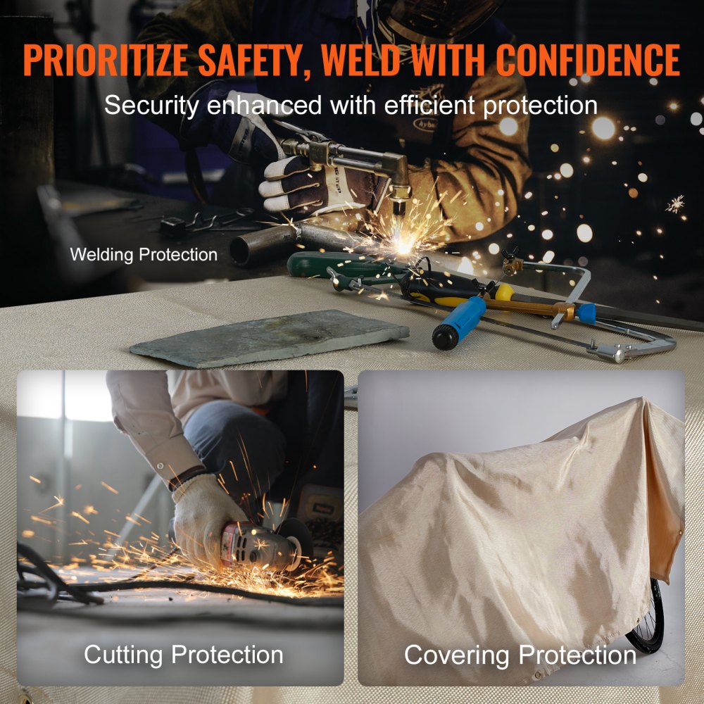 Welding Blanket 2 Packs, 4FT x 6FT Heat Treated Welding Blanket, Up To 998°F Heat Resistant Blanket Set, Heavy-Duty Fiberglass Flame Retardant Insulation Welding Mat Cover with Metal Grommets