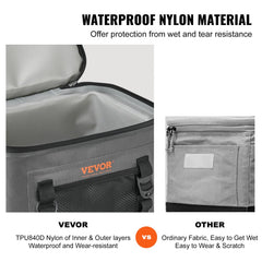 Soft Cooler Bag, 16 Cans Soft Sided Cooler Bag Leakproof with Zipper, Waterproof Soft Cooler Insulated Bag, Lightweight & Portable Collapsible Cooler for Beach, Hiking, Picnic, Camping, Travel