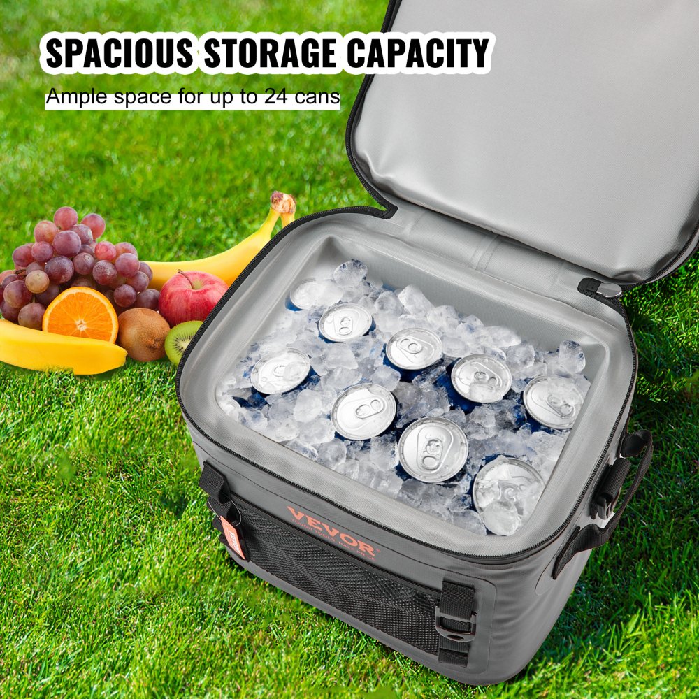 Soft Cooler Bag, 24 Cans Soft Sided Cooler Bag Leakproof with Zipper, Waterproof Soft Cooler Insulated Bag, Lightweight & Portable Collapsible Cooler for Beach, Hiking, Picnic, Camping, Travel