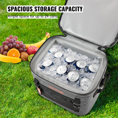 Soft Cooler Bag, 24 Cans Soft Sided Cooler Bag Leakproof with Zipper, Waterproof Soft Cooler Insulated Bag, Lightweight & Portable Collapsible Cooler for Beach, Hiking, Picnic, Camping, Travel