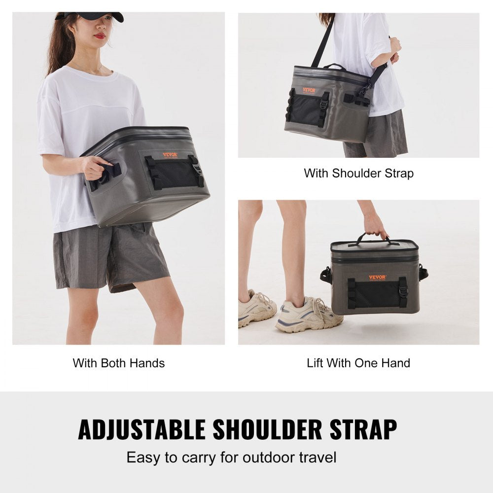 Soft Cooler Bag, 24 Cans Soft Sided Cooler Bag Leakproof with Zipper, Waterproof Soft Cooler Insulated Bag, Lightweight & Portable Collapsible Cooler for Beach, Hiking, Picnic, Camping, Travel